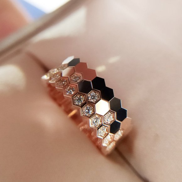 Lovers Exquisite Polygon Beehive Shiny Stone Cocktail Ring for Women, INDN8530 - Picture 3 of 3
